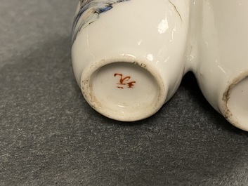 Een dubbele Chinese famille rose snuiffles, 19e eeuw